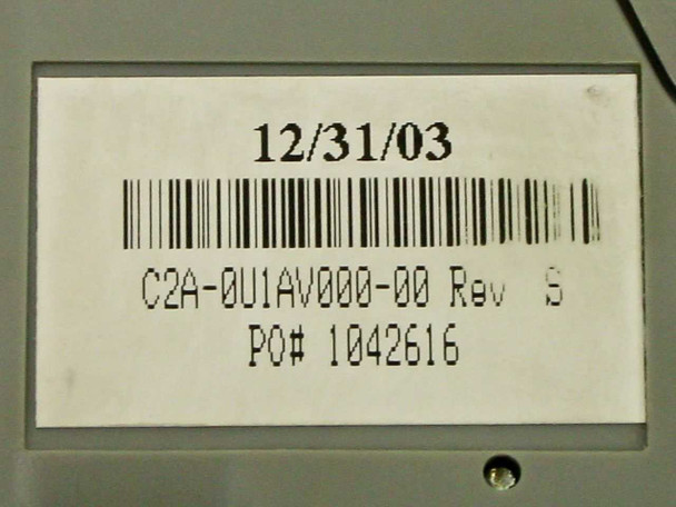 Zebra Cameo 2 secondary label showing date code 12/31/03, part number C2A-0U1AV000-00 Rev S, and PO# 1042616