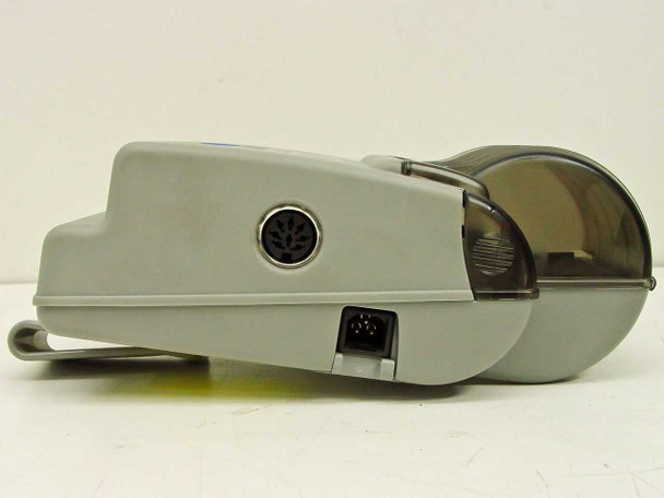 Zebra Cameo 2 left side view showing round mini-DIN serial connector and 3-pin power connector port