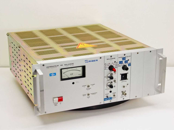 Riber TCA 380 Scan Generator front panel with kV analog meter, Scan and Modulator plug-in modules installed, rackmount chassis