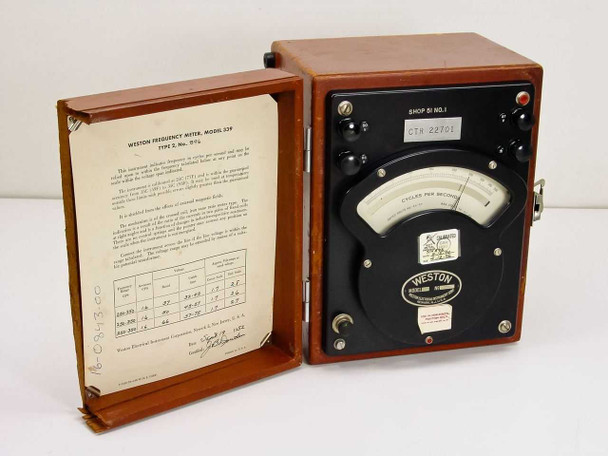 Weston 339 Type 2 Analog Frequency Meter with Wooden Enclosure