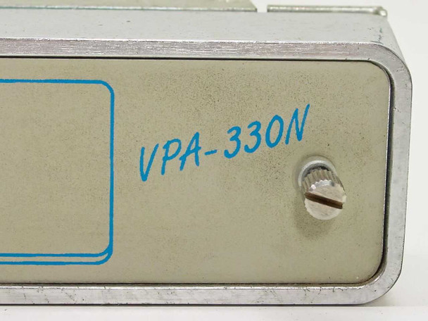 Leitch VPA-330N model designation label on side panel showing blue VPA-330N text and panel screw