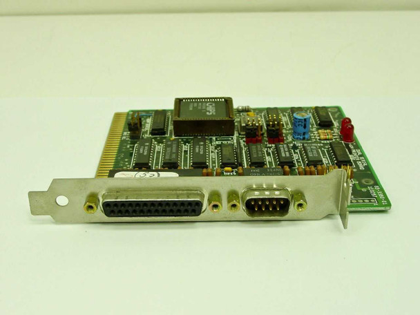 Packard Bell 181-7599-10 ISA card angled view showing DB25 parallel port and DB9 serial port on bracket