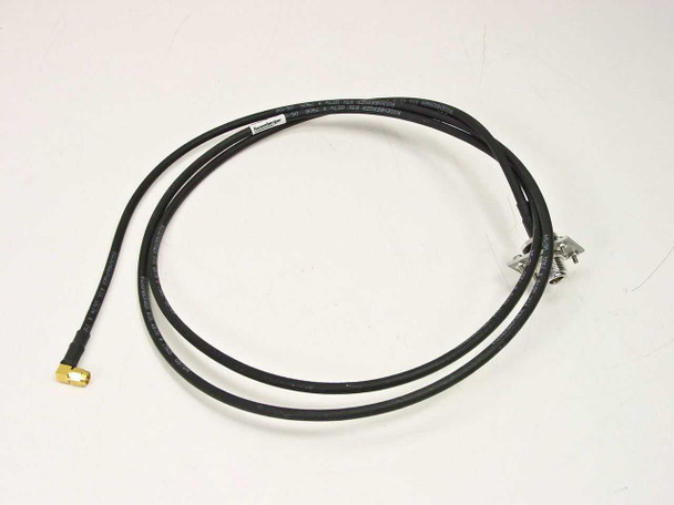 Rosenberger 994296c 6ft coaxial cable laid out showing full length, SMA right angle connector visible at right