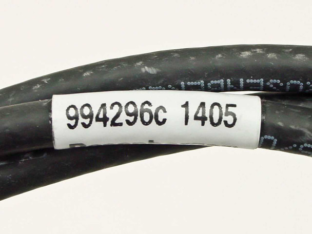 Close-up of Rosenberger 994296c label on cable jacket showing part number 994296c and date code 1405