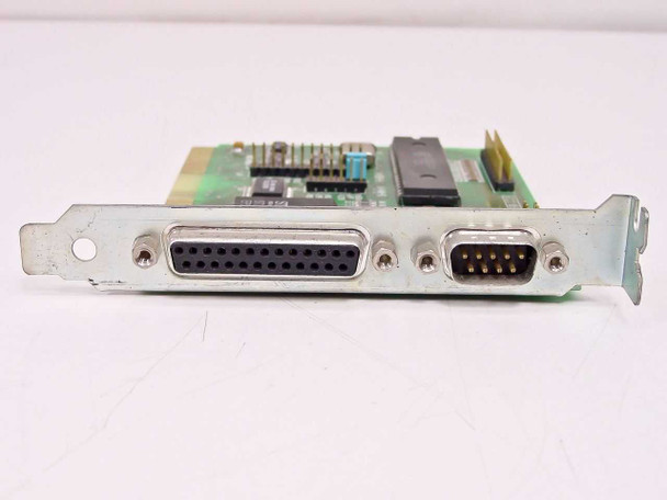 Boca Research BRI4340 ISA I/O card bracket end showing DB25 parallel port and DB9 serial port connectors