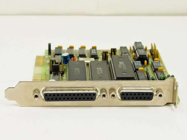 Dynova T-Zone RT900400603 ISA parallel adapter card – bracket edge showing two DB25 parallel port connectors (15-pin and 25-pin)