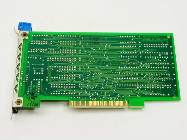 Sun Microsystems TOPS Flashcard MC 501-1631-01 — solder side (PCB reverse) showing clean green PCB with ISA gold-finger edge connector and blue retention tab