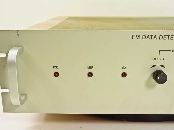 Hughes 3878521-100 FM Data Detector front panel left section – PS1, MIP, and EX status indicator LEDs and Nutation Offset adjustment knob