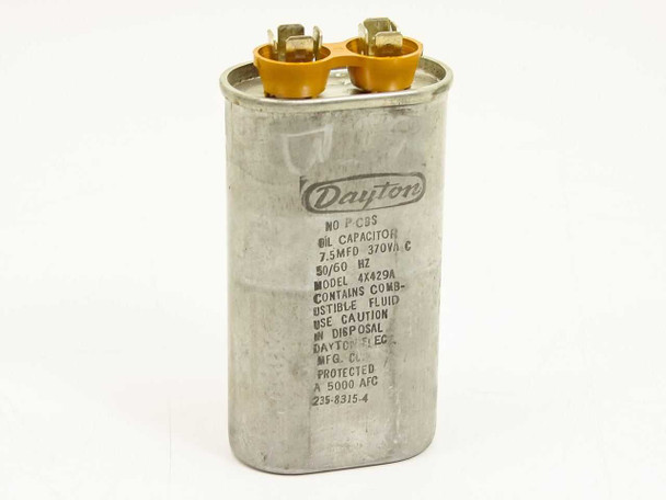 Dayton Oil Capacitor 7.5 MFD 370 VAC 50/60 Hz (4X429A)