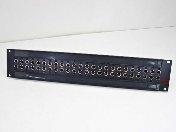 AVP DVJ-S 24-port dual video jack panel front view showing two rows of BNC jacks in 2U rackmount frame