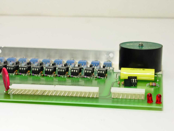 Varian 135935 Regulator Board – opposite end showing white card edge connectors, large black capacitor, yellow capacitor, and red LED indicators