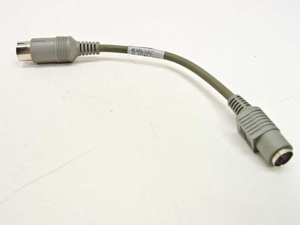 Metrologic 45-45988 barcode reader cable — full cable view showing 5-pin AT male and 6-pin PS/2 female connectors