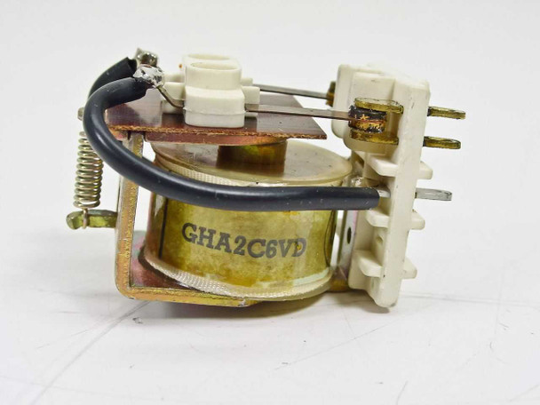 Advance Relay GHA2C6VD open-frame relay body showing coil, contact terminals, and model marking on coil