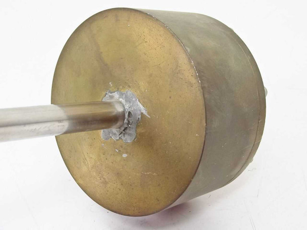 Micro Weld A554 large brass cylindrical end cap showing solder or epoxy seal around shaft entry point