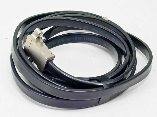 DEC Digital BC26V-12 12-foot flat interface cable coiled, showing one female 8-pin connector end with metal housing