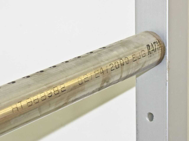 Close-up of Rath Microweld HT928359 tube connection with laser-marked identification code on stainless tubing