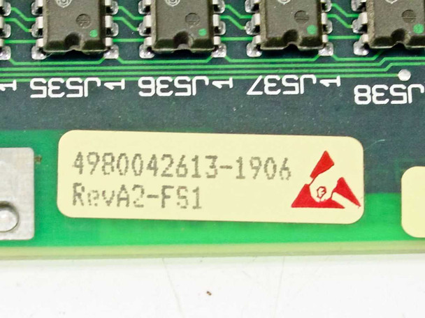 Siemens 4980042613-1906 MEM-4 card label closeup showing part number 4980042613-1906 and revision RevA2-FS1 with ESD warning symbol