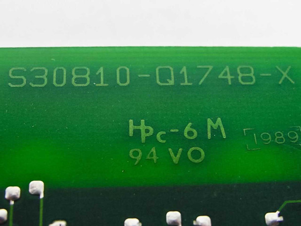 Siemens TMDA Card S30810-Q1748-X — PCB edge label closeup showing part number S30810-Q1748-X, date code 1989, and 94V-0 flammability rating