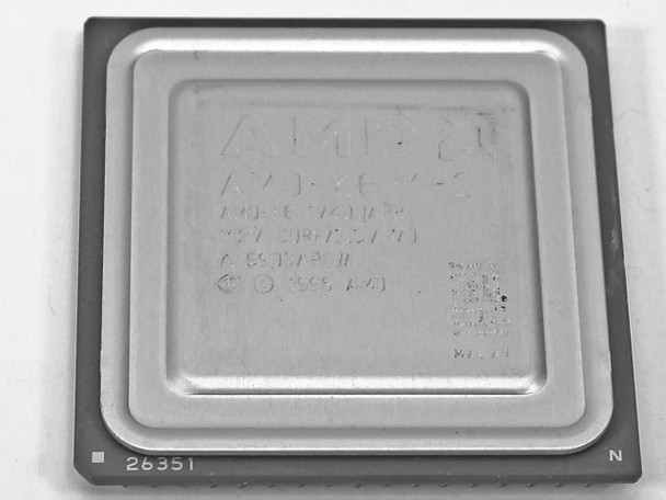 AMD K6-2 400MHz CPU AMD-K6-2/400AFR — top view showing processor lid with AMD markings and part number