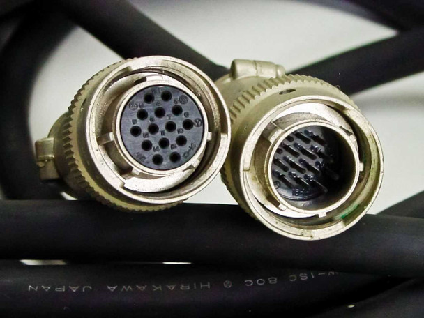 Both JAE SRCB06A16-14S circular multi-pin connector ends side by side, face view showing pin layout