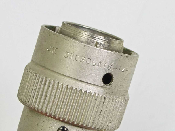 Second connector shell close-up confirming JAE SRCB06A16-14S part number stamp
