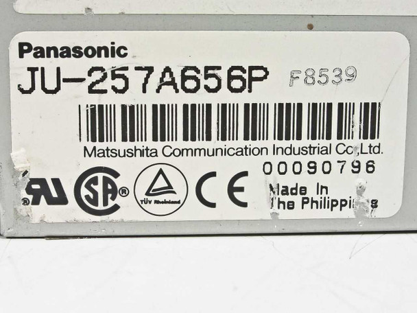 Panasonic JU-257A656P label closeup showing model number, Matsushita manufacturer name, UL/CSA/CE marks, Made in Philippines