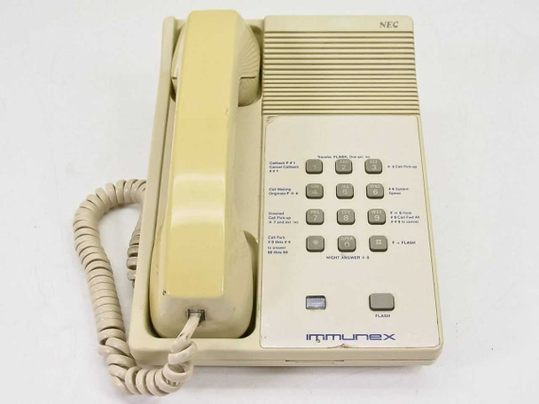 NEC ETT-1-1 single line phone front-right angle view showing Immunex branding and Flash button