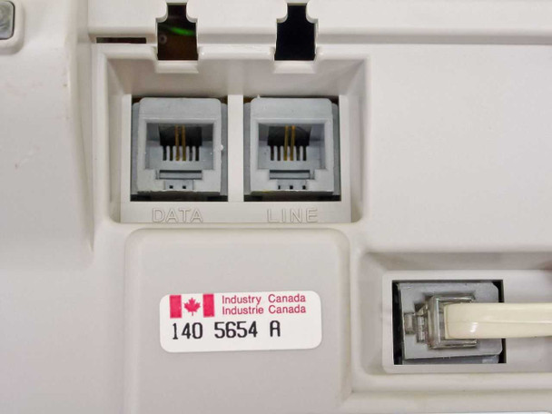 NEC ETJ-1HM-1 (SW) bottom port area showing DATA and LINE RJ-11 jacks and Industry Canada label