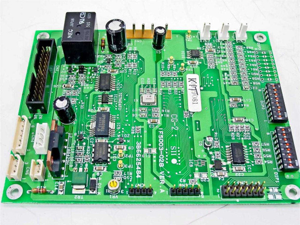 Seiko SII IF5003-02B – wide component-side overview showing full board layout with NEC relay, DIP switches, and all edge connectors