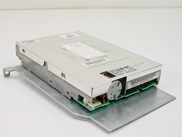 Compaq 141350-001 floppy disk drive – bottom and rear angled view showing 34-pin FDD ribbon connector and PCB