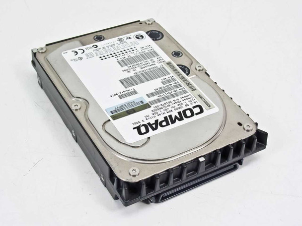 Compaq BF01865222 18.2GB 15000RPM SCSI hard drive in carrier – top angle view