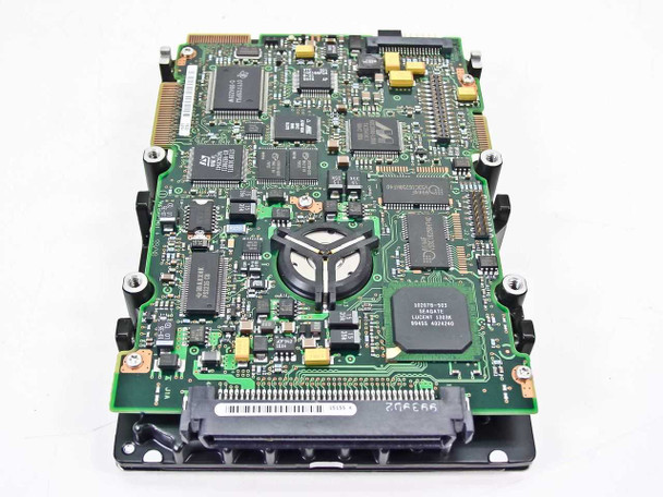 Seagate 9L9006-040 PCB underside view showing controller board with multiple ICs and 80-pin SCA connector