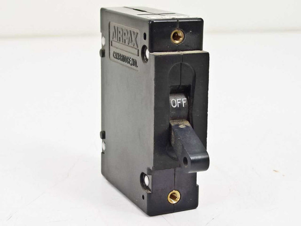 Airpax Single Phase 250V 3A AC Circuit Breaker – front view showing toggle handle in OFF position and panel mount tabs