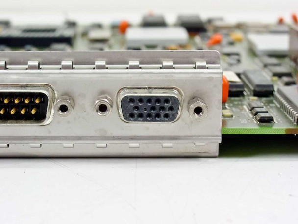 Close-up of I/O bracket showing DB-15 connector port detail