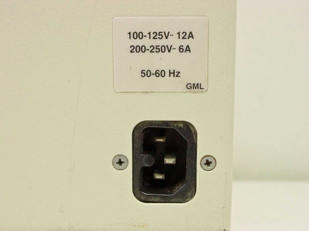 Rear panel of Cabletron 9C214-1 showing IEC C14 AC inlet with rating label: 100-125V 12A / 200-250V 6A, 50-60Hz, GML
