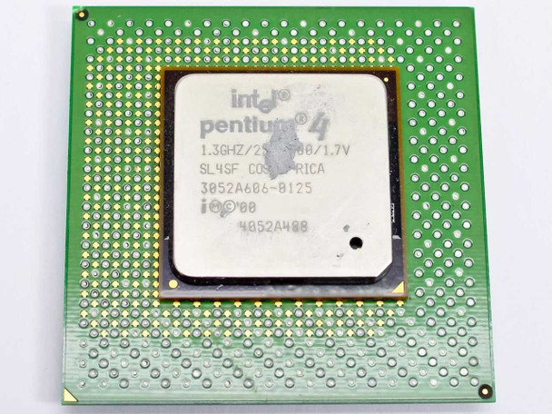Intel Pentium 4 SL4SF 1.3GHz Socket 423 CPU — top view showing processor label with speed, sSpec, and voltage markings