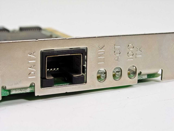 Compaq 323553-001 NIC bracket close-up showing RJ-45 DATA port and LINK, ACT, 100, TX LED indicators