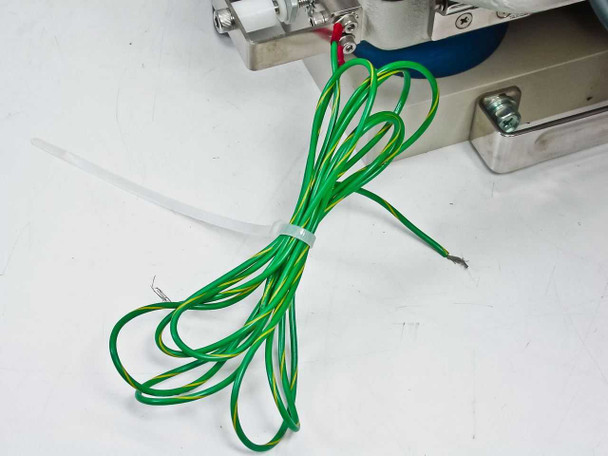 Green and yellow ESD ground cable bundle with cable tie — included with IMES SA2-40P acoustic test chamber system