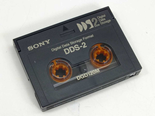 Sony DGD120M DDS-2 Digital Data Storage Format tape cartridge — front view out of case showing dual tape reels