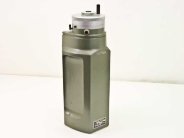 Mitutoyo Height Master 515-302 green anodized body, side and front view showing micrometer head housing and graduated scale