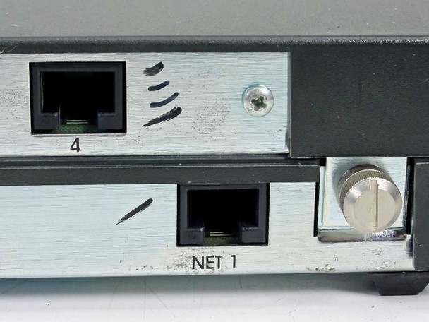 Ascend MBV-BRI4S-J – close-up of RJ-45 port 4 and NET 1 RJ-45 network interface port