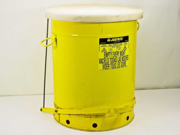 Justrite 21 Gallon Oily Waste Can - Yellow Foot Operated (09700 / 09710)
