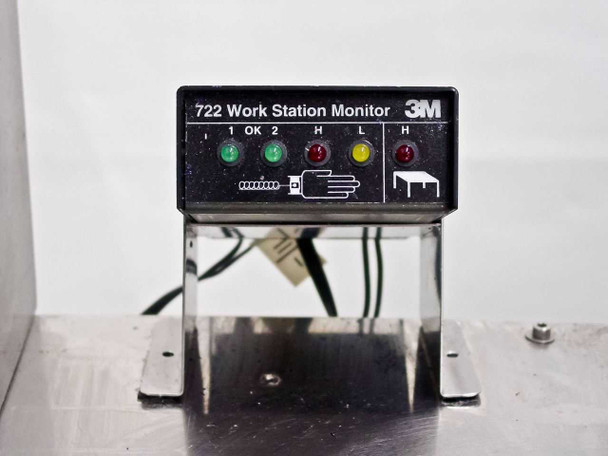 3M 722 Work Station Monitor ESD wrist strap monitor showing OK, H, and L indicator LEDs mounted on stainless steel bracket