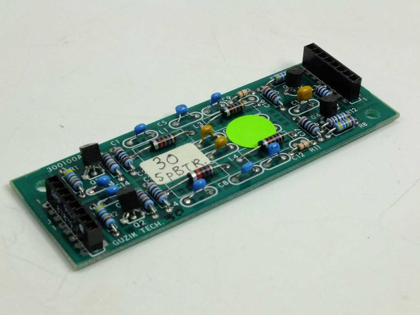 Guzik 300100A Motion Controller Board PCB top view showing components, hand-written label '30 5pBTR', and GUZIK TECH silkscreen