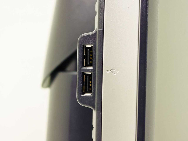 Dell 2001FP left side panel — two USB-A downstream ports with USB symbol embossed on housing