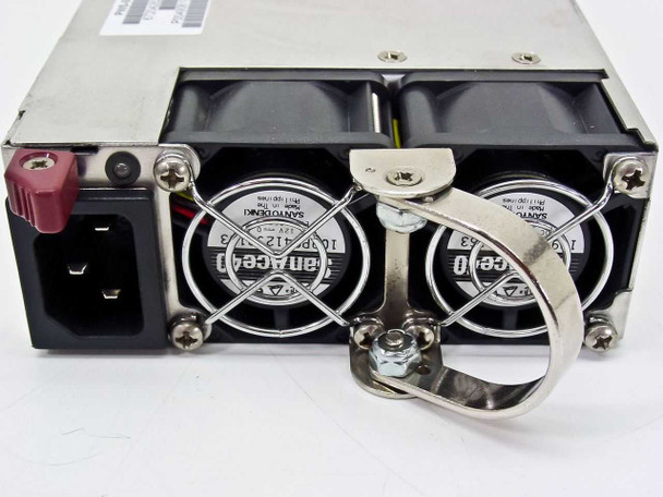 Ablecom SP502-2S — rear panel showing IEC AC inlet and dual Sanyo Denki cooling fans