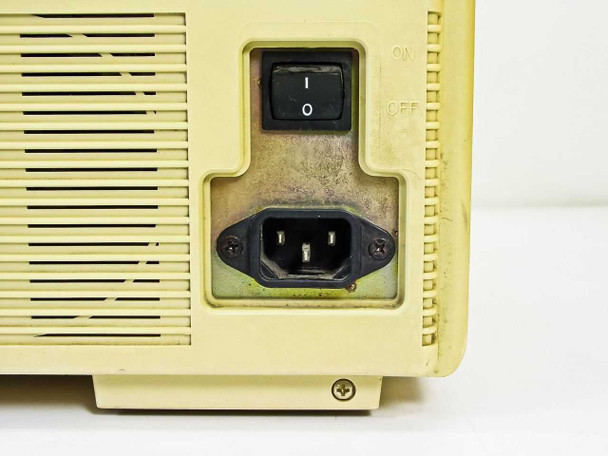 Novell LNalyzer BSI — rear power area close-up showing IEC C14 inlet and ON/OFF rocker switch with visible grime and discoloration on metal surround