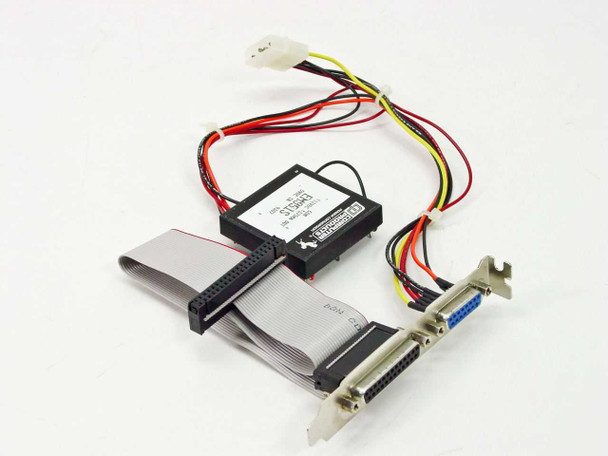 Computer Products EM951S DC-DC power converter assembly showing module, wiring harness, ribbon cable, and dual-port ISA bracket — alternate angle