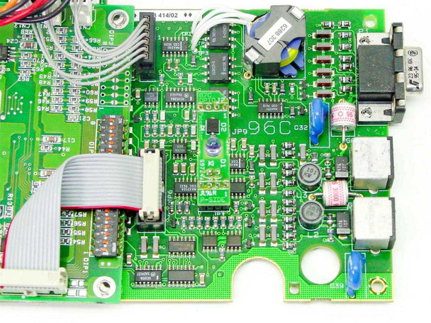 IF5003-02B controller board top view showing board markings 414/02, JP9 96C C32, and component layout