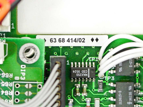 IF5003-02B controller board close-up of board label '63 68 414/02' and MAX250 CSD 9524 IC chip